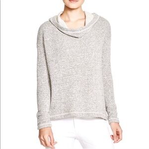 Eileen Fisher cowl sweatshirt in gray and cream size L